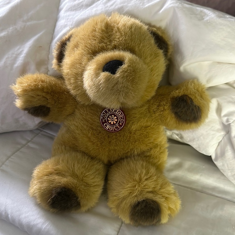 Dan Dee Collector’s Choice tan and brown teddy bear with medallion tag nice